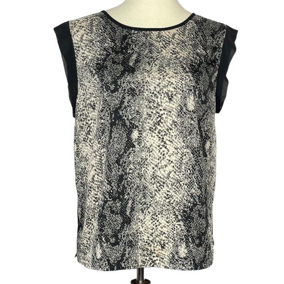 W118 by Walter‎ Baker Shirt Womens Medium Grey Black Snake Print Sheer Blouse - Picture 1 of 9